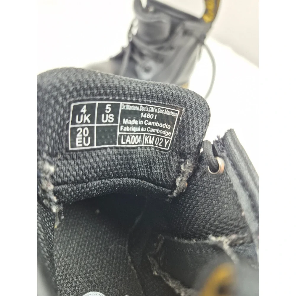 Dr Martens 1460 I Kids Boots Black Leather Lace Up Side Zip Size 5 US 4 UK 20 EU